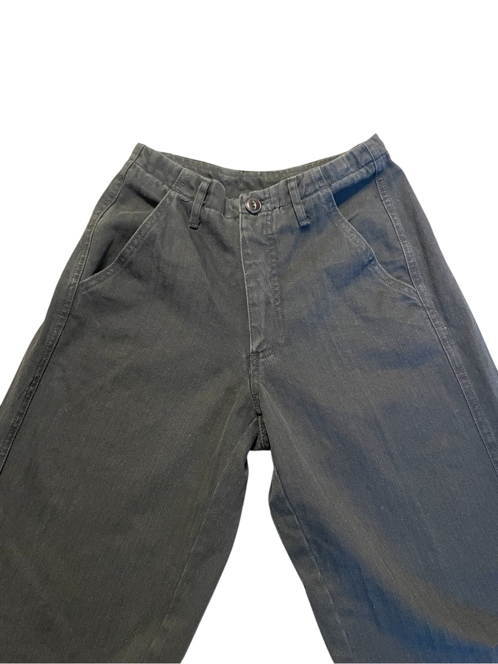 American People Herringbone Charcoal Straight-Leg Pants 0 Made in USA Vintage